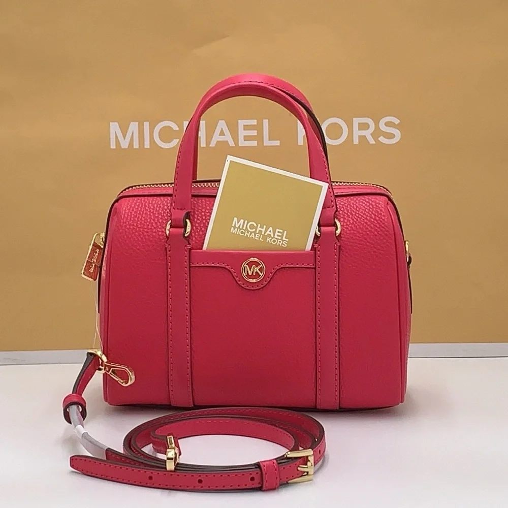 Michael Kors Travel Small Duffle Leather Crossbody Satchel Electric Pink NWT